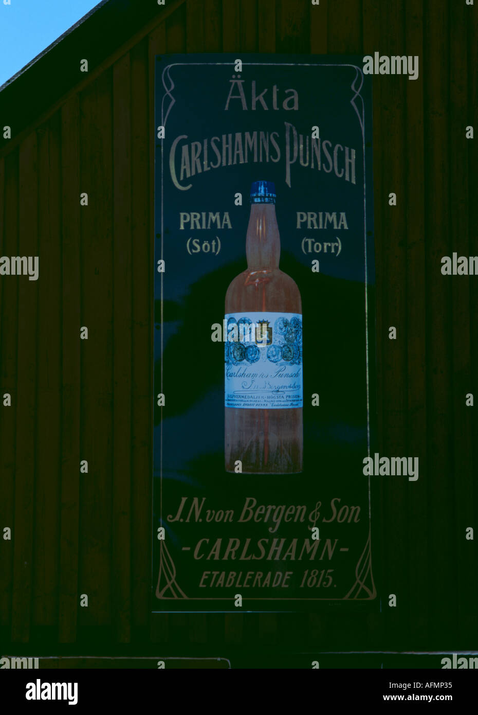 Vecchio spot per carlshamn's punch, karlshamn, Blekinge, Svezia. Foto Stock