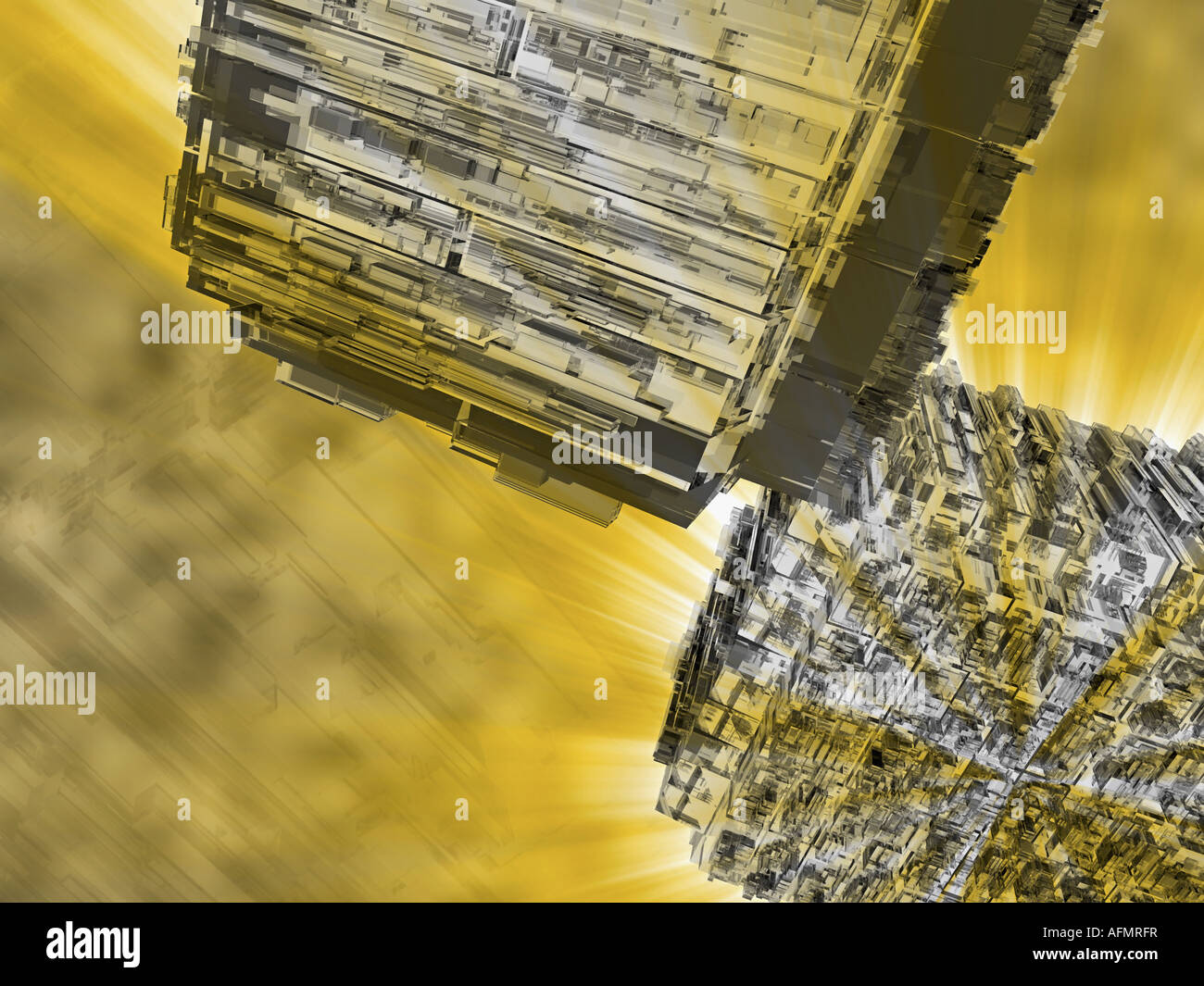 Configurazione astratta su sfondo giallo Foto Stock