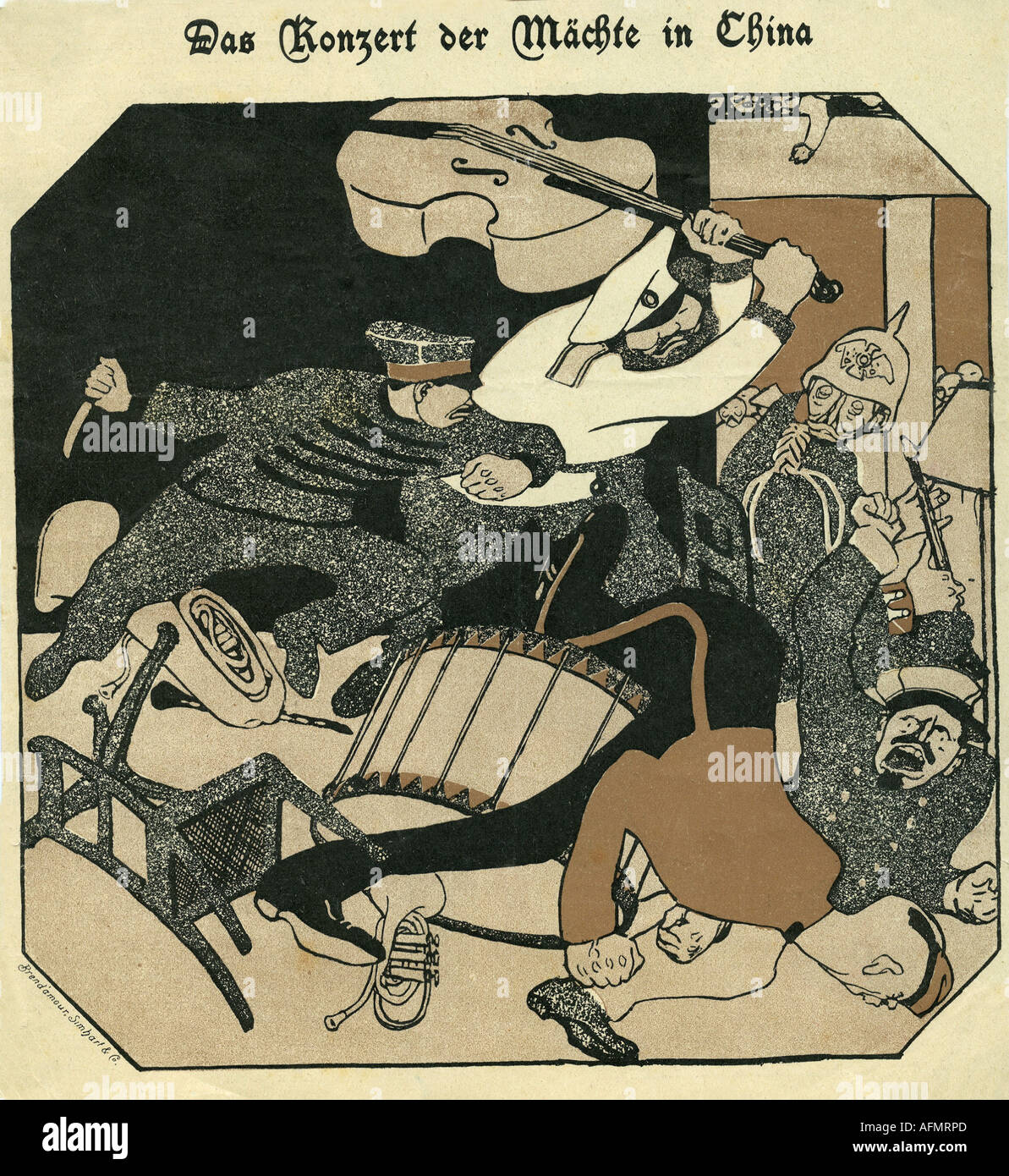 Geografia / viaggio, Cina, politica, intervento straniero, caricatura, potenze straniere, disegno di Bruno Paul, 'implicissimus', circa 1900, , Foto Stock