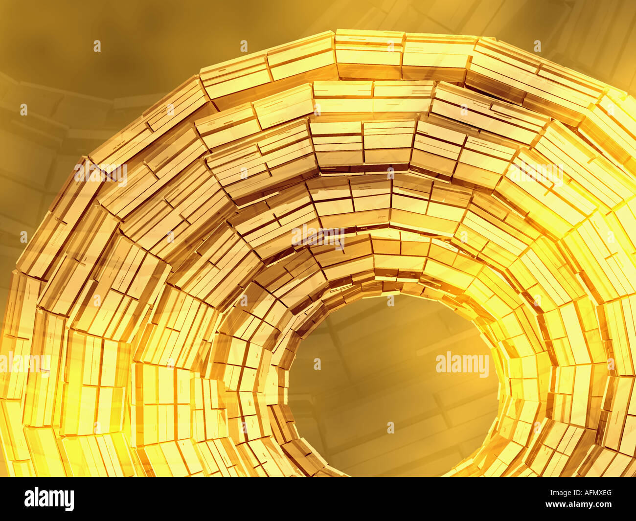 Cerchi concentrici su uno sfondo giallo Foto Stock