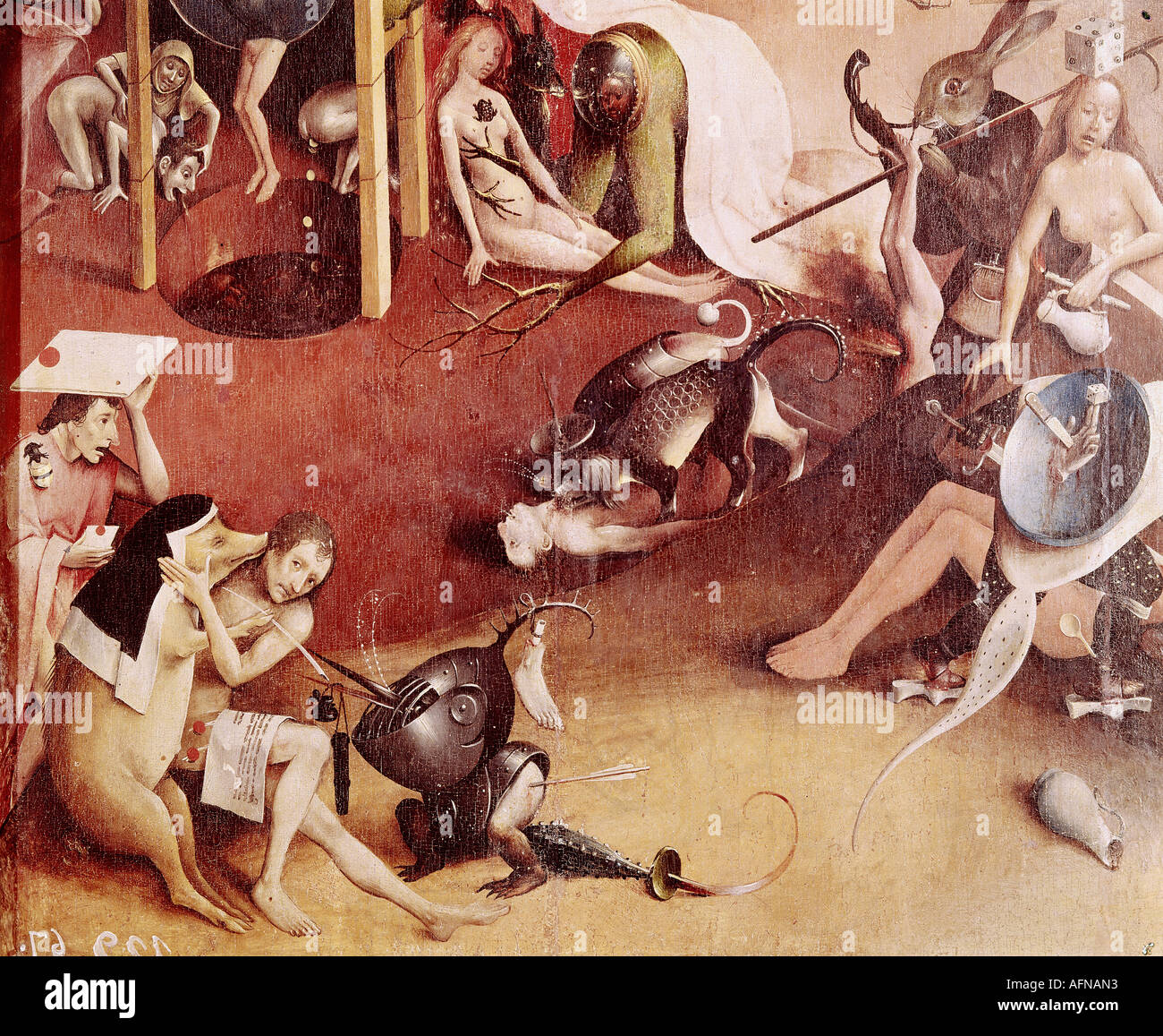 "Belle Arti, Bosch Hieronymus, (circa 1450 - 1516), pittura, 'giardino delle delizie' ala destra, "Hell", dettaglio circ Foto Stock
