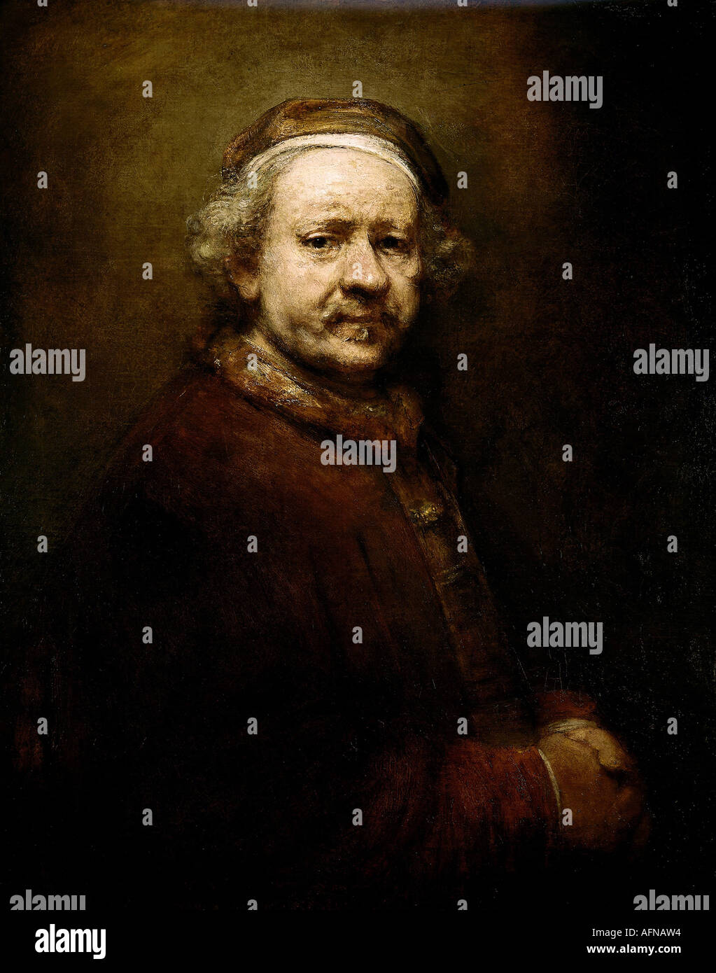 "Belle Arti, Rembrandt, (15.7.1606 - 4.10.1669), pittura, 'SELF ritratto all'età di 63', 1669, National Gallery di Londra, Du Foto Stock