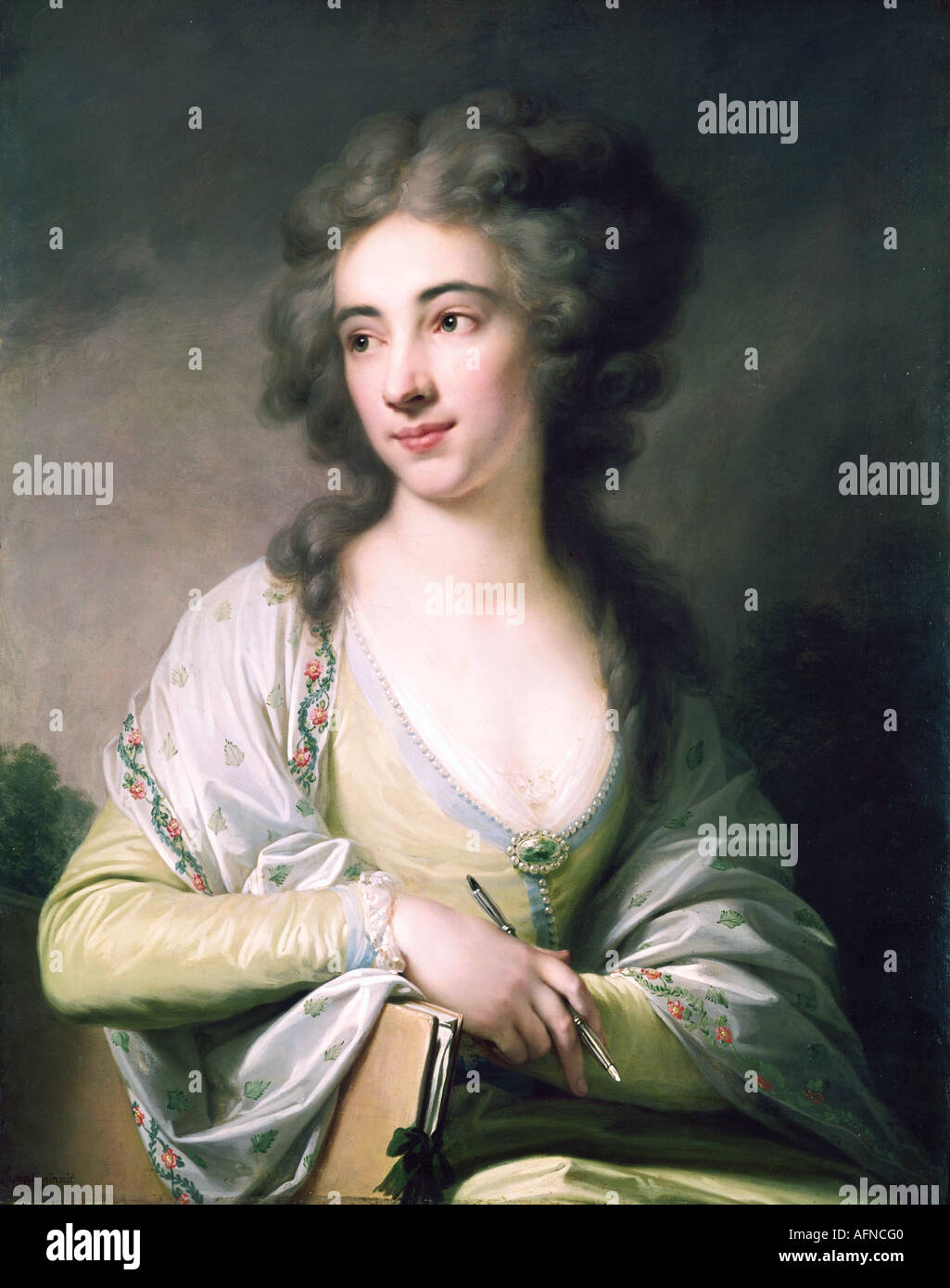 "Belle Arti, Lampi, Johann Baptist il sambuco, (1751 - 1830), pittura, 'Bildnis einer jungen Malerin' ('ritratto di una giovane di un Foto Stock