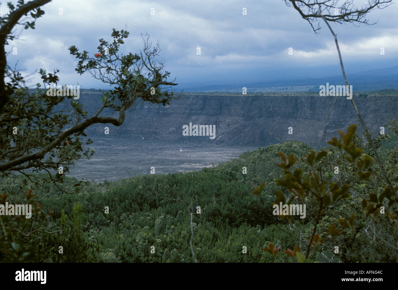 Il Cratere Kilauee Parco Nazionale dei Vulcani delle Hawaii Hilo Foto Stock