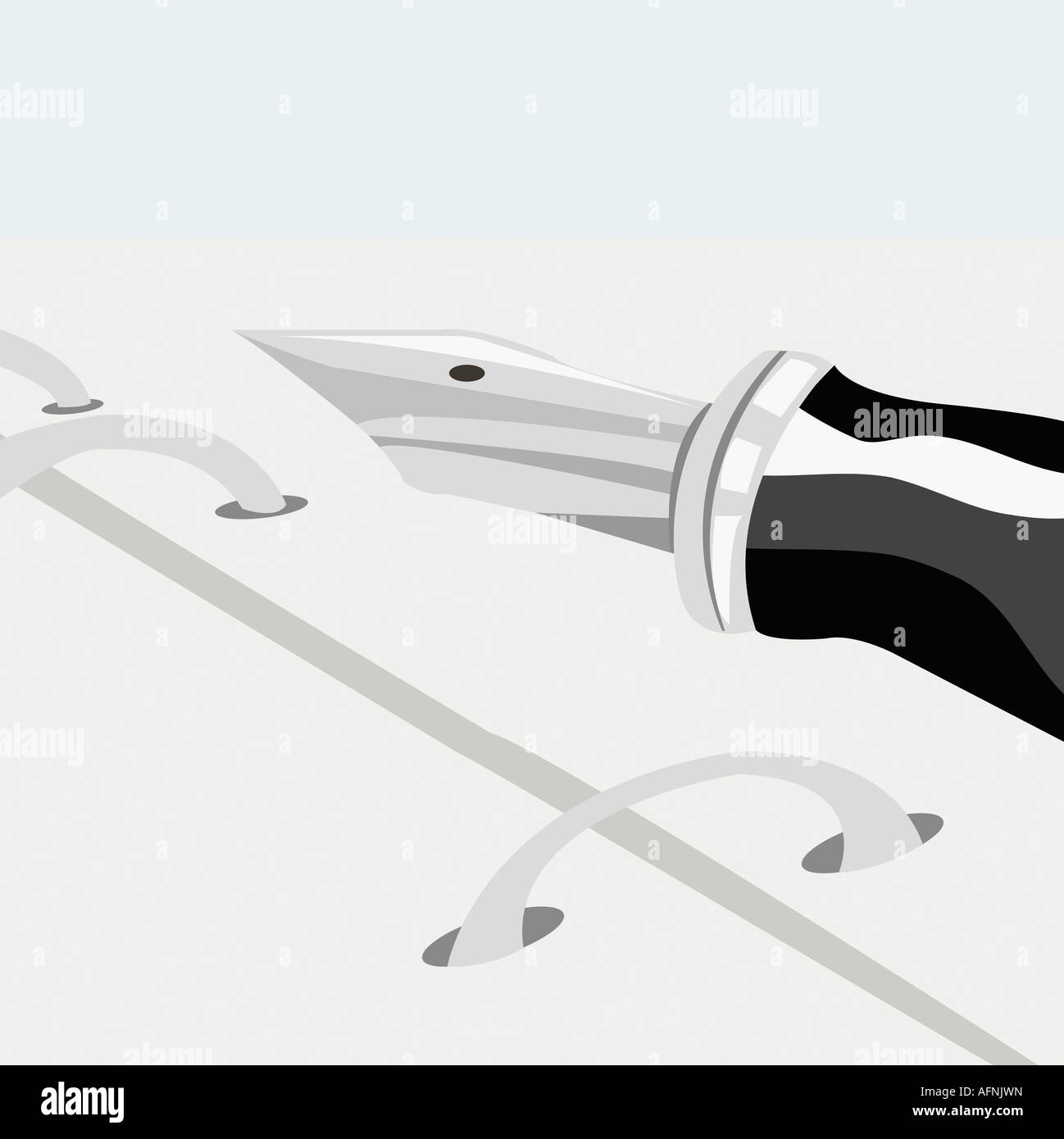 Close-up di una penna stilografica su un notebook a spirale Foto Stock