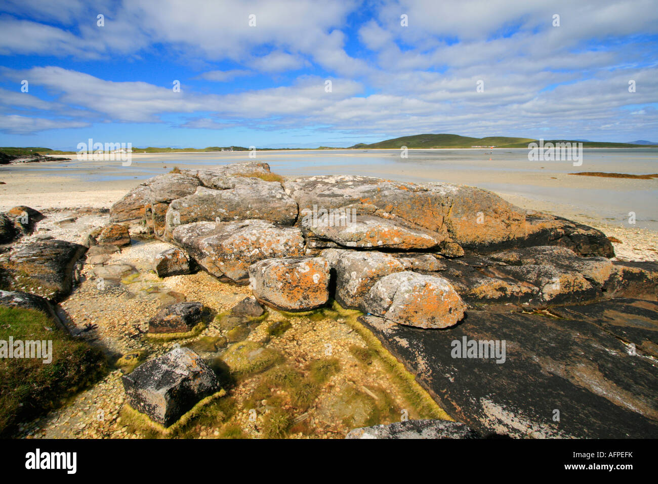 Isle of Barra cockle strand Traigh Mhor beach Western Isles della Scozia UK GB Foto Stock