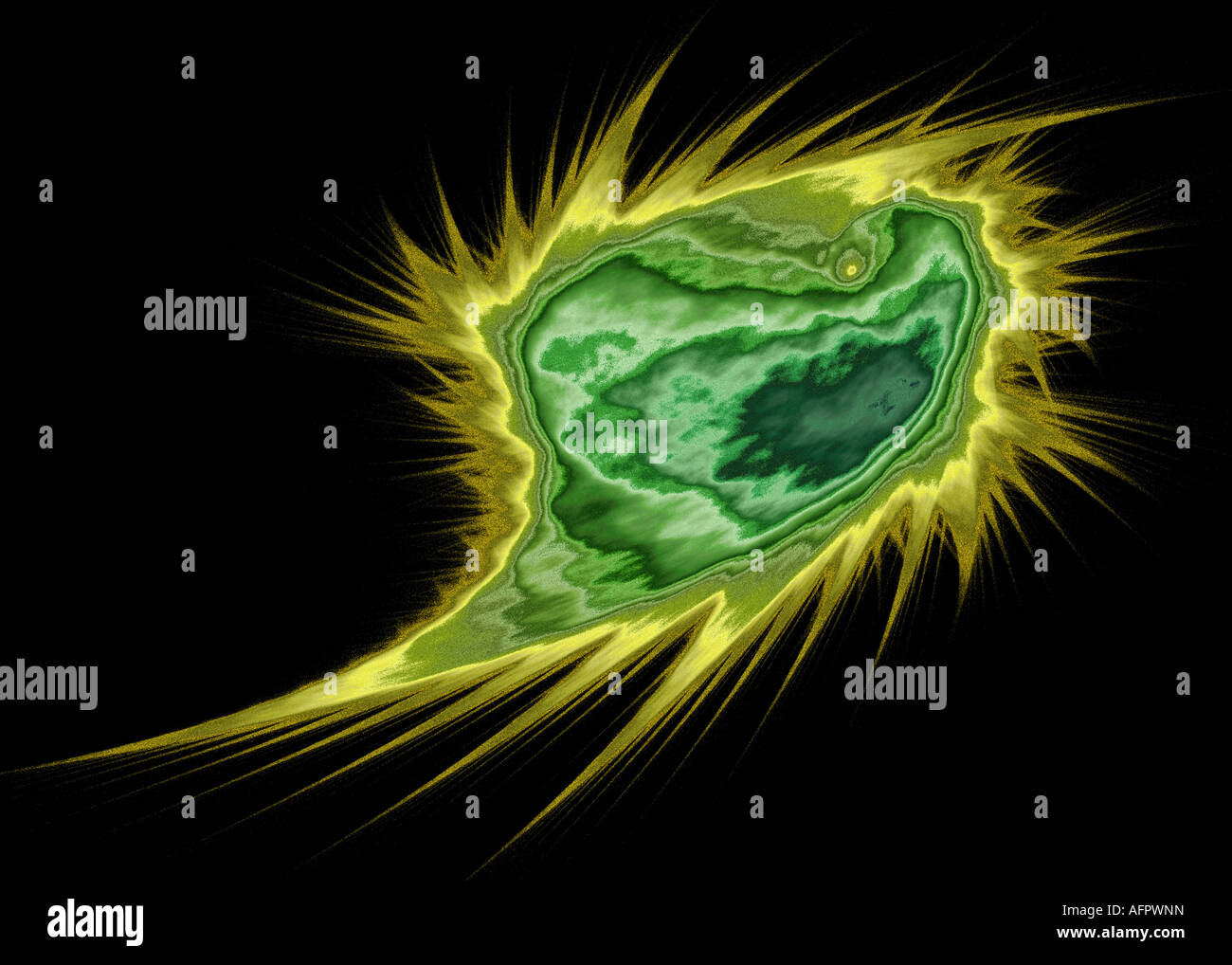 Calcolatore astratto generato Frattale della cometa come forma, un attrattore strano derivanti da una non lineare del sistema iterato Foto Stock
