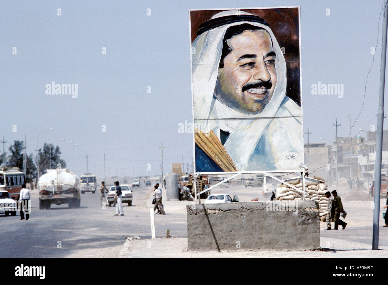 Saddam Hussein poster ritratto, Baghdad Iraq 1984 OMERO SYKES Foto Stock