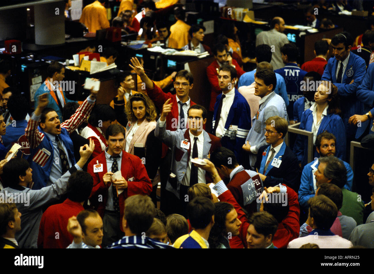 City of London stock trader 1990s Regno Unito. London International Financial Futures Exchange chiamato LIFFE 1991 HOMER SYKES Foto Stock