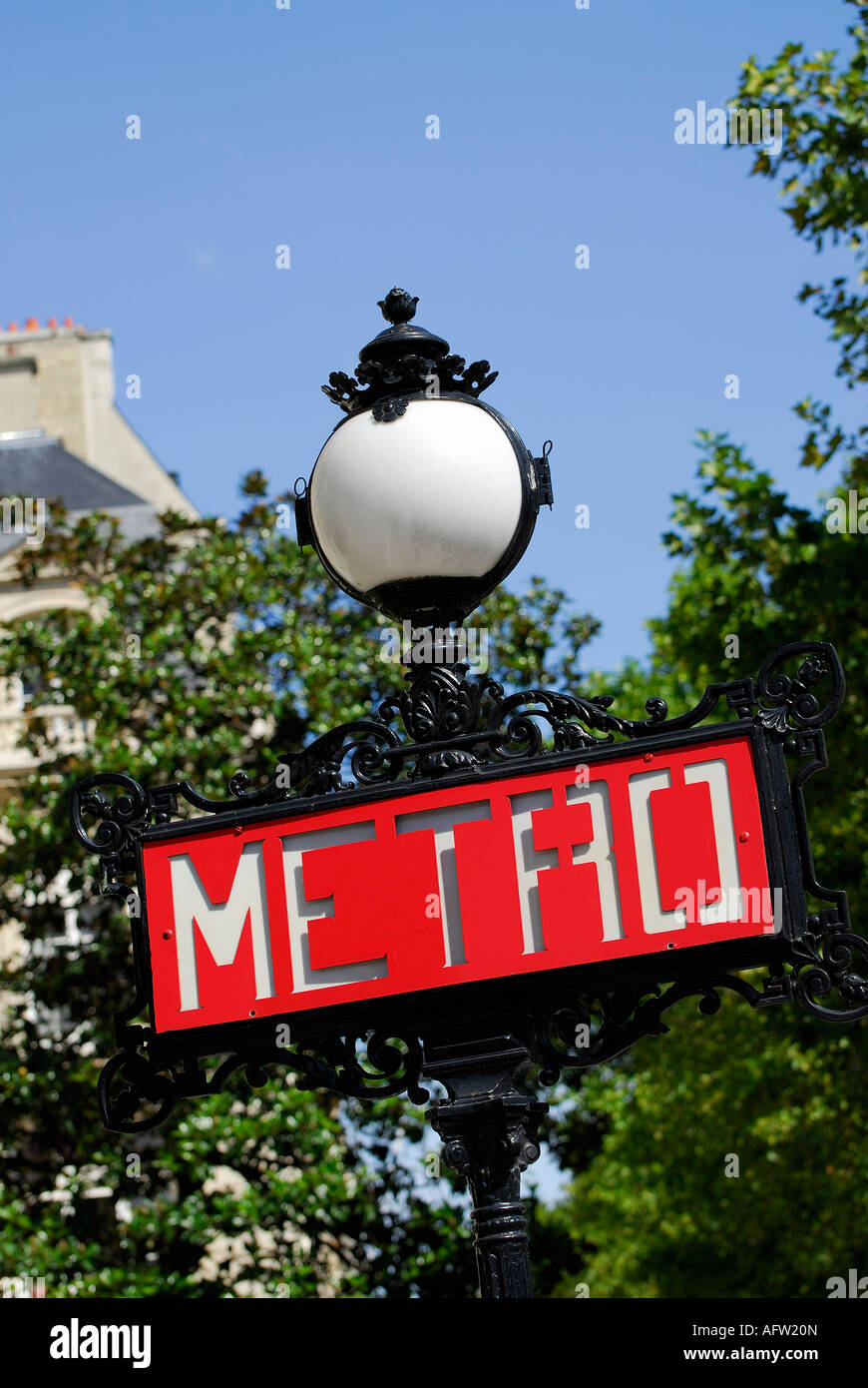 Retrò segno della metropolitana, Parigi, Francia Foto Stock