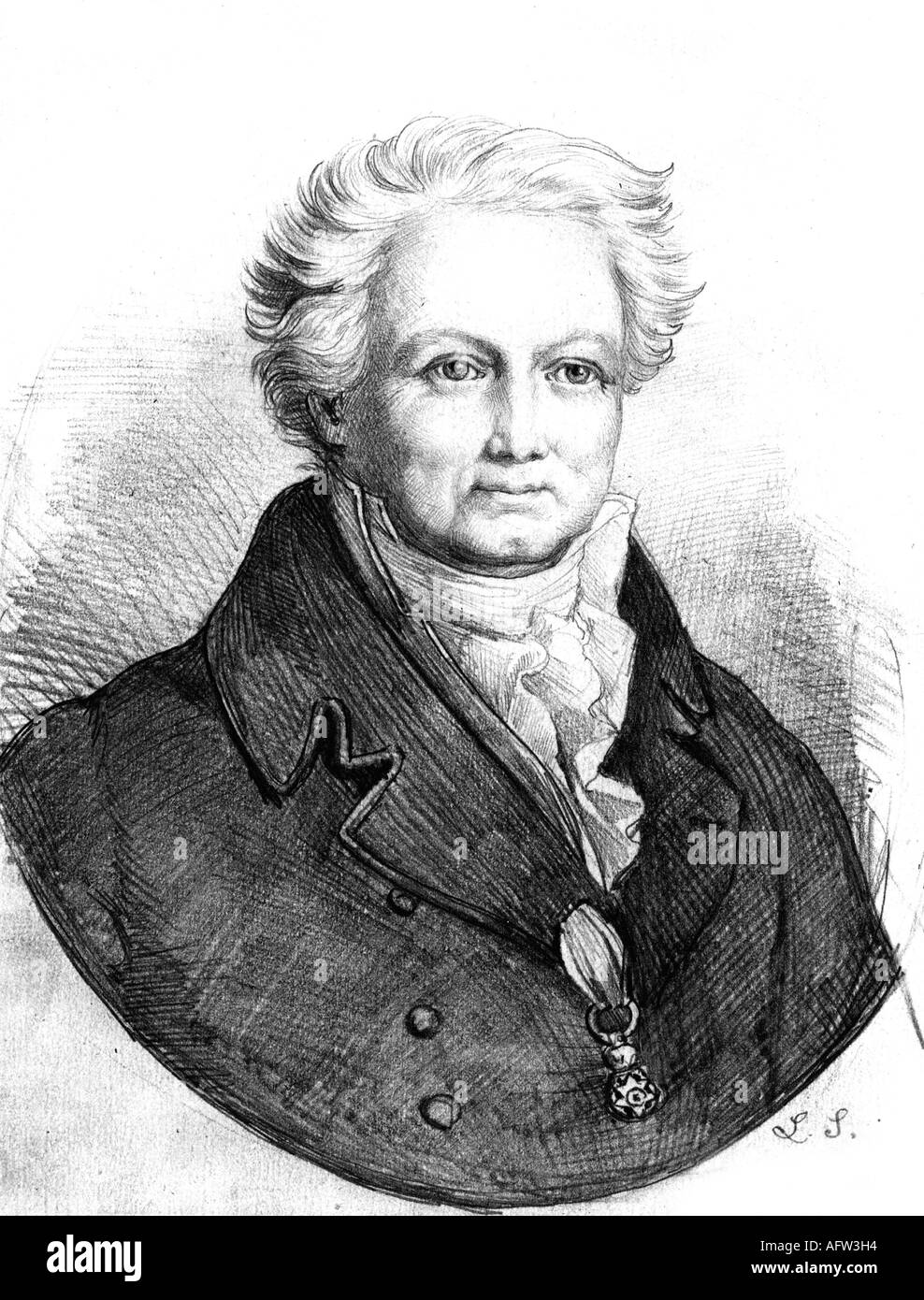 Sckell, Friedrich Ludwig, 13.9.1750 - 1823, architetto tedesco (giardinaggio), ritratto, disegno, 19th secolo, architettura paesaggistica, paesaggista, , Foto Stock