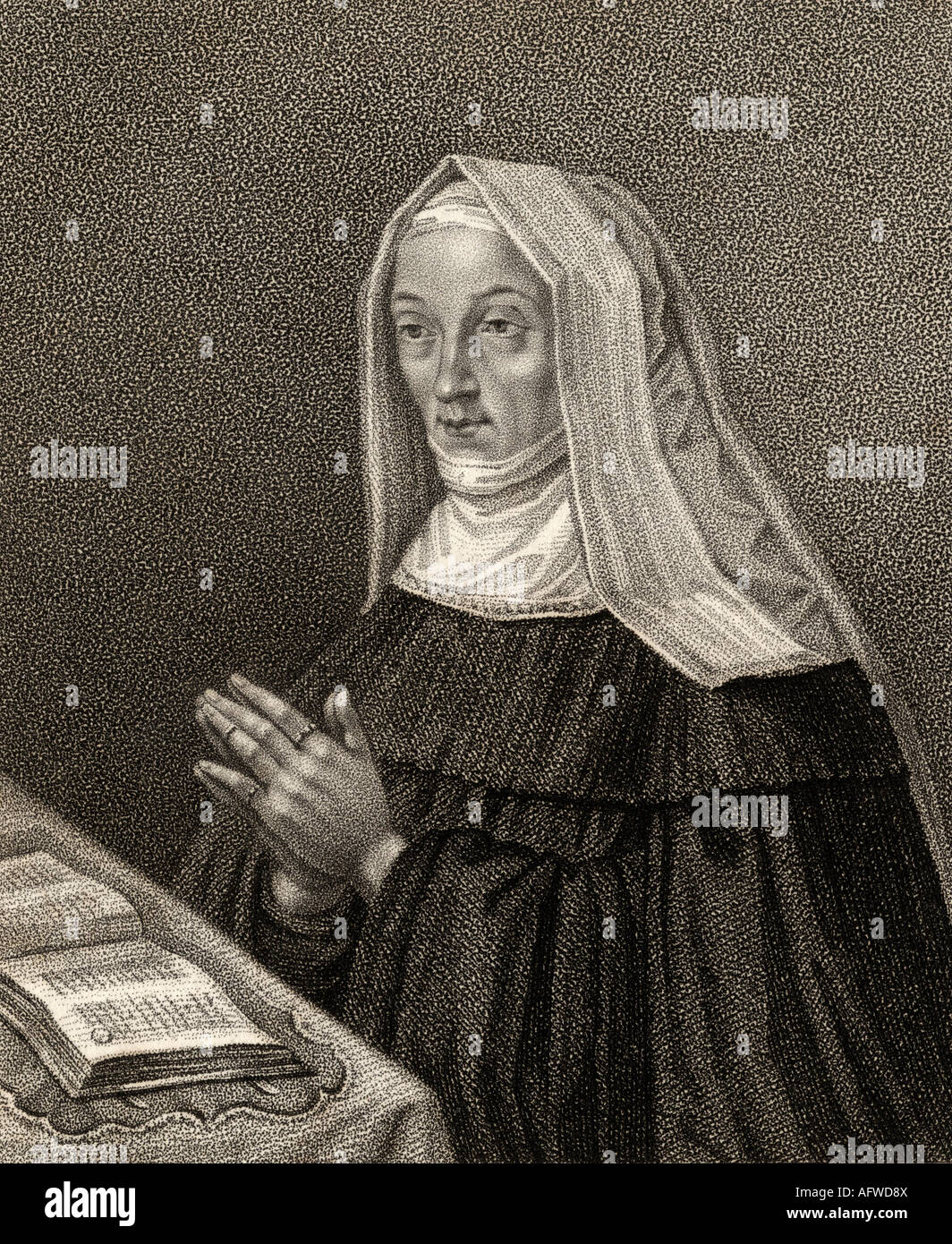 Lady Margaret Beaufort, contessa di Richmond e Derby, 1443 - 1509. Madre del re inglese Enrico VII Foto Stock