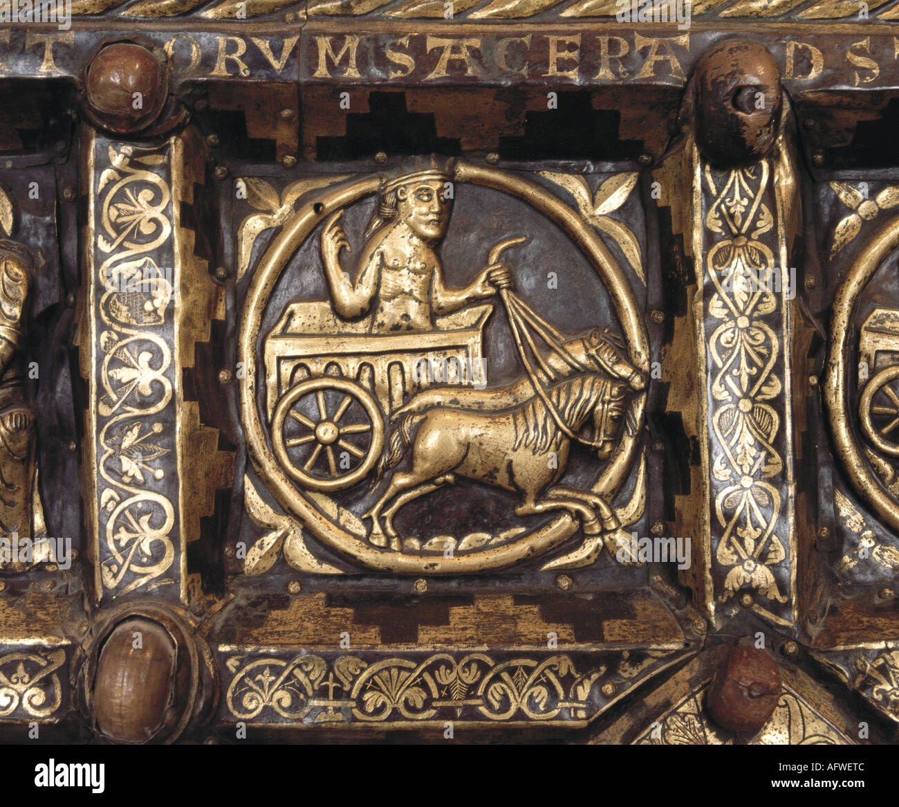 Belle arti, l'arte religiosa, paliotto di dettaglio del condottiero, del XIII secolo, il Museo storico di Stoccolma , artista del diritto d'autore non deve essere cancellata Foto Stock