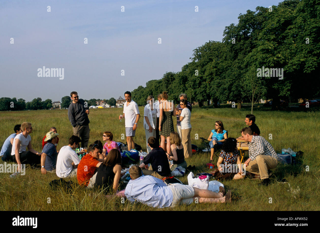 Festa di compleanno picnic all'aperto Londra SW19 Rushmere Green, Wimbledon Village Londra Inghilterra anni '2014 2010 UK HOMER SYKES Foto Stock