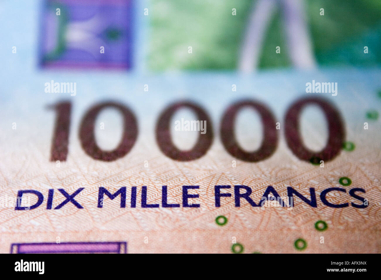 Dettaglio di una banca 10000 nota dall'Africa occidentale. Foto Stock