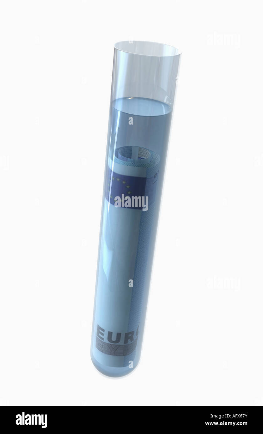 Provetta e 20 euro dollari Foto Stock