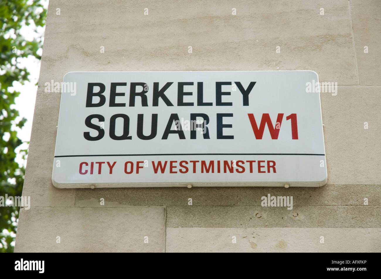 Berkeley Square strada segno Londra Inghilterra Foto Stock