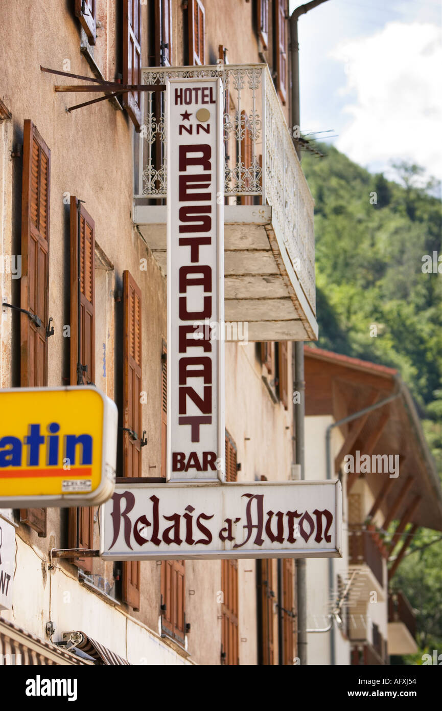 Ristorante Bar shop segno Alpes Maritimes Francia Europa Foto Stock