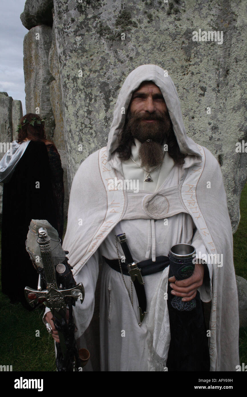 Merlin di Inghilterra a Stonehenge Foto Stock