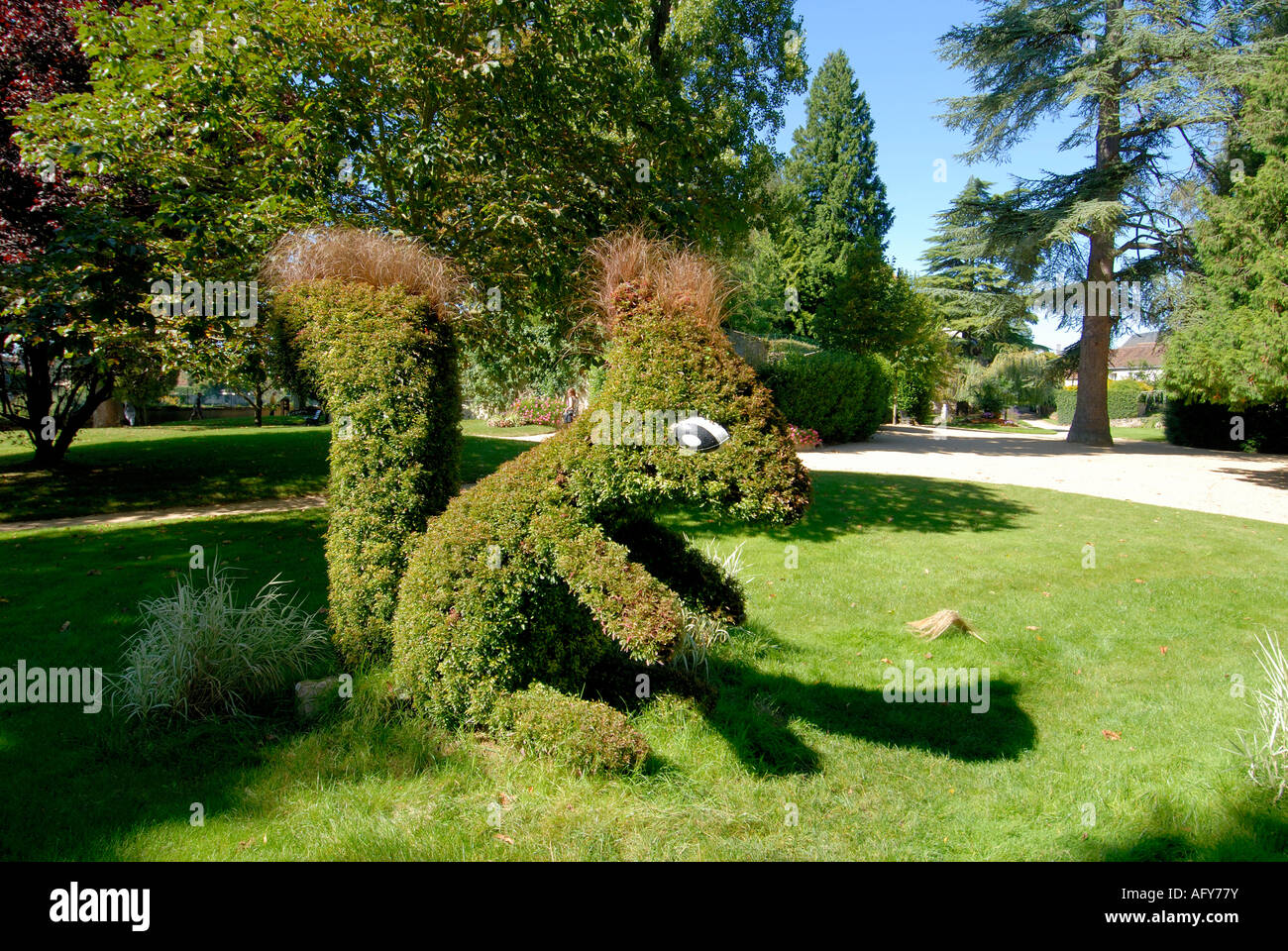 Topiaria da scoiattolo, Descartes, sud-Touraine, Francia. Foto Stock