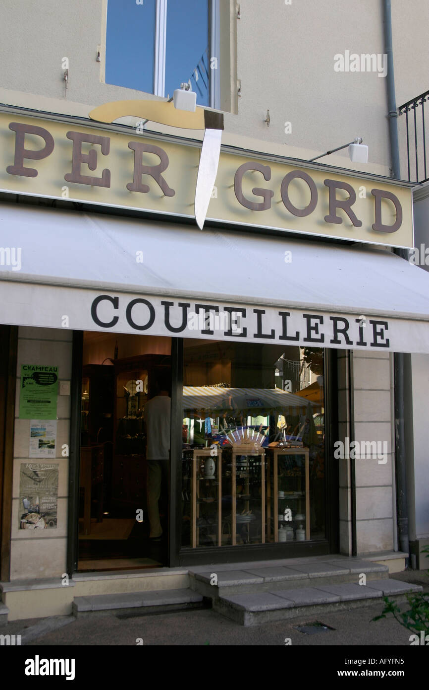 Fotografia di stock di posate shop Nontron Francia Foto Stock