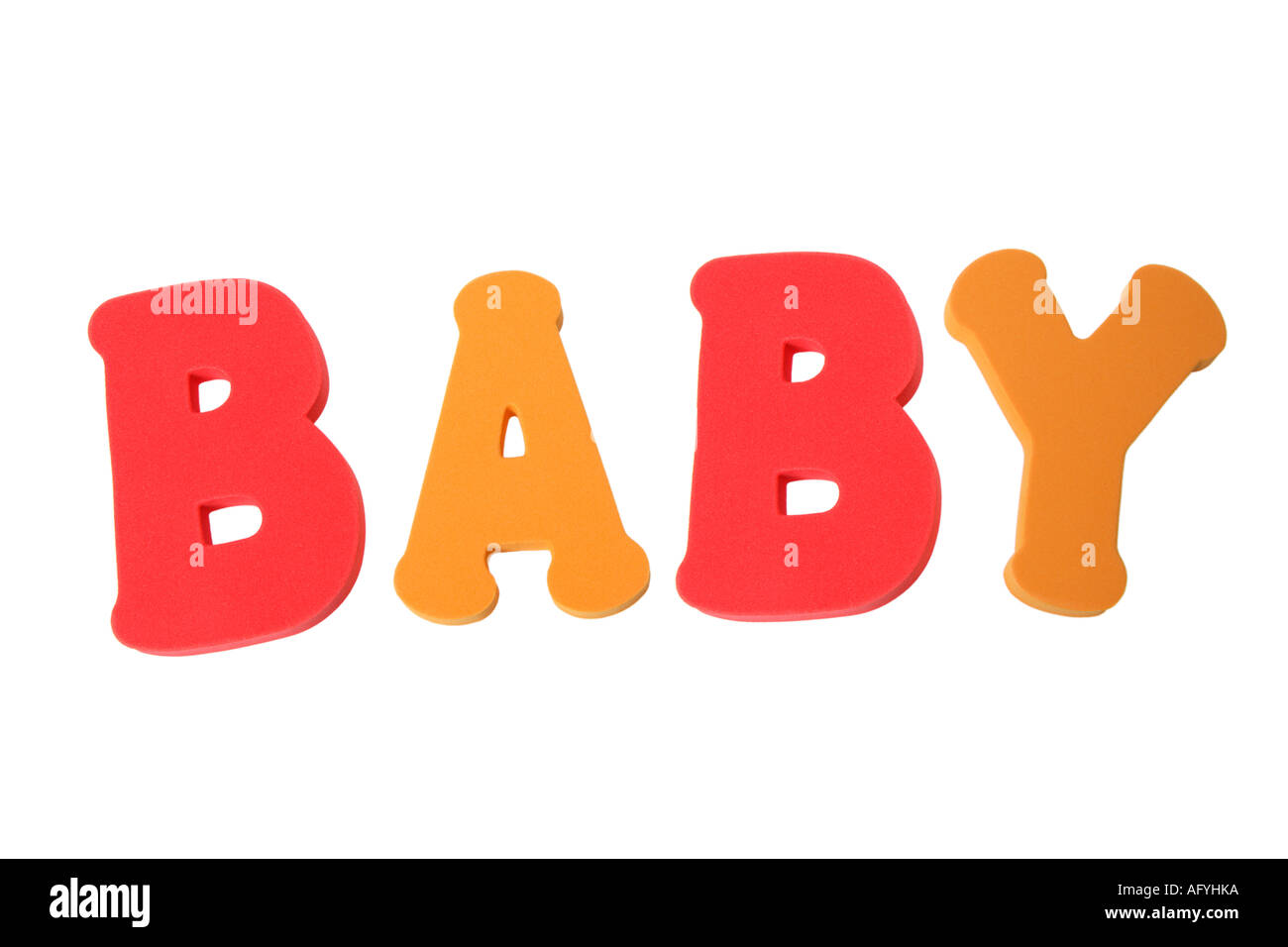 BABY scritto in lettere di schiuma Foto Stock