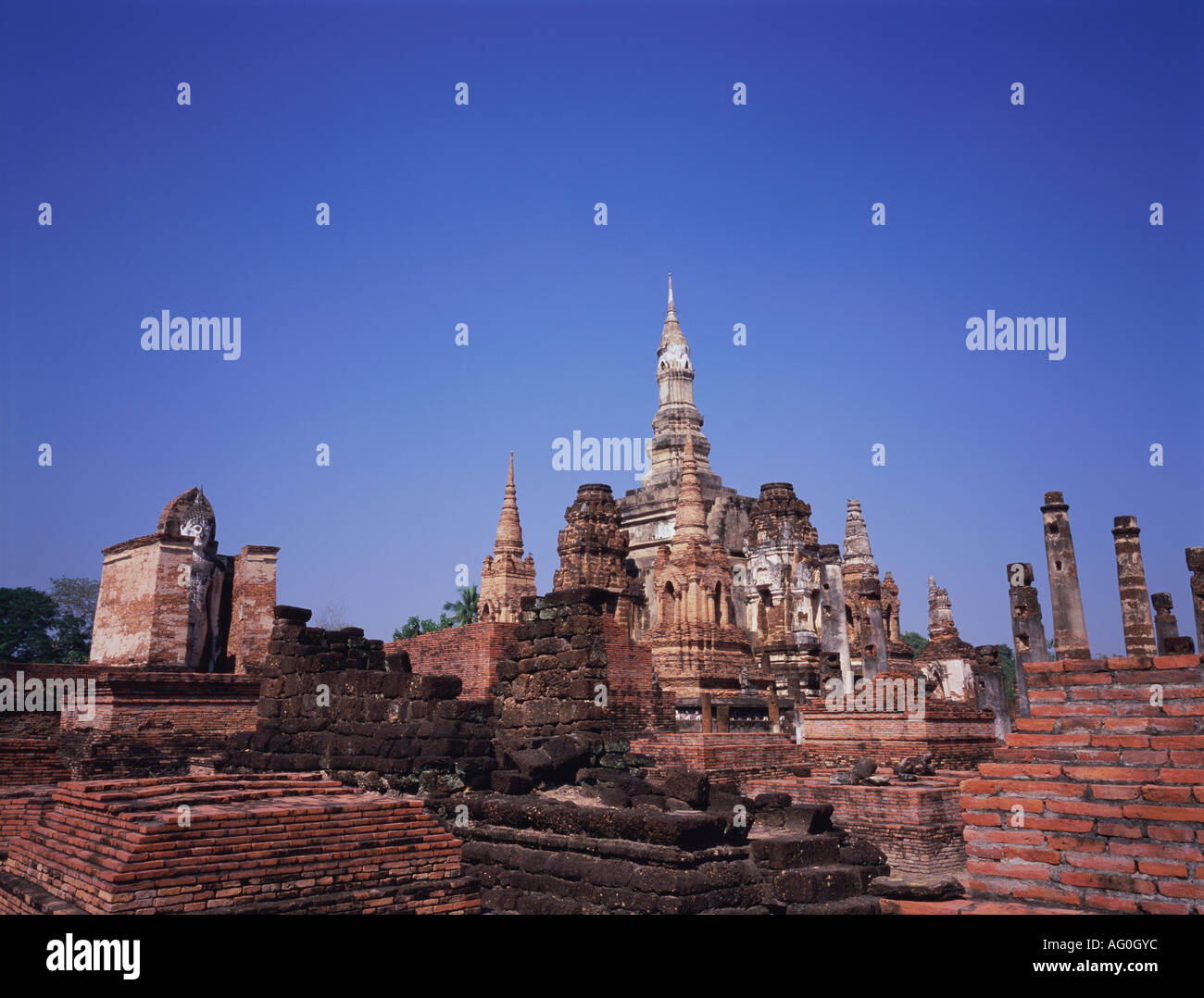 Le antiche rovine di Sukhothai Thailandia Foto Stock