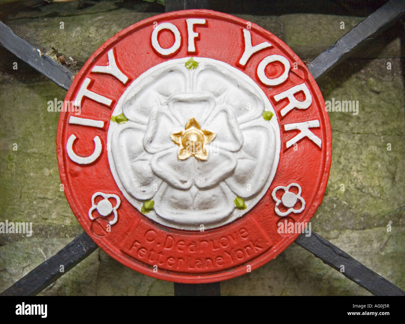 York City White Rose emblema England Regno Unito Foto Stock