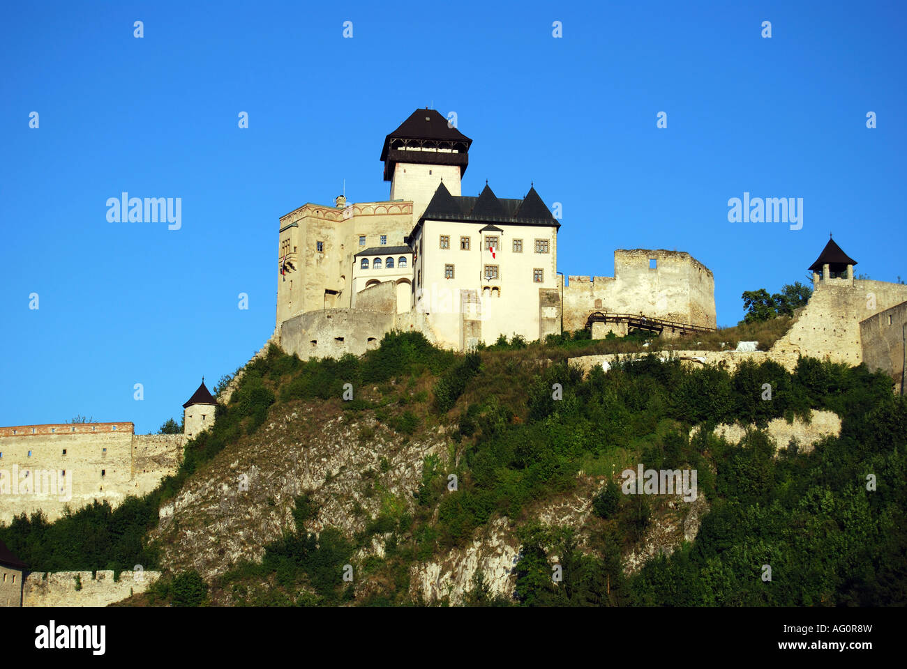 Vista del Castello di Trencin. Città Vecchia, Trencin, Regione di Trencin, Slovacchia Foto Stock
