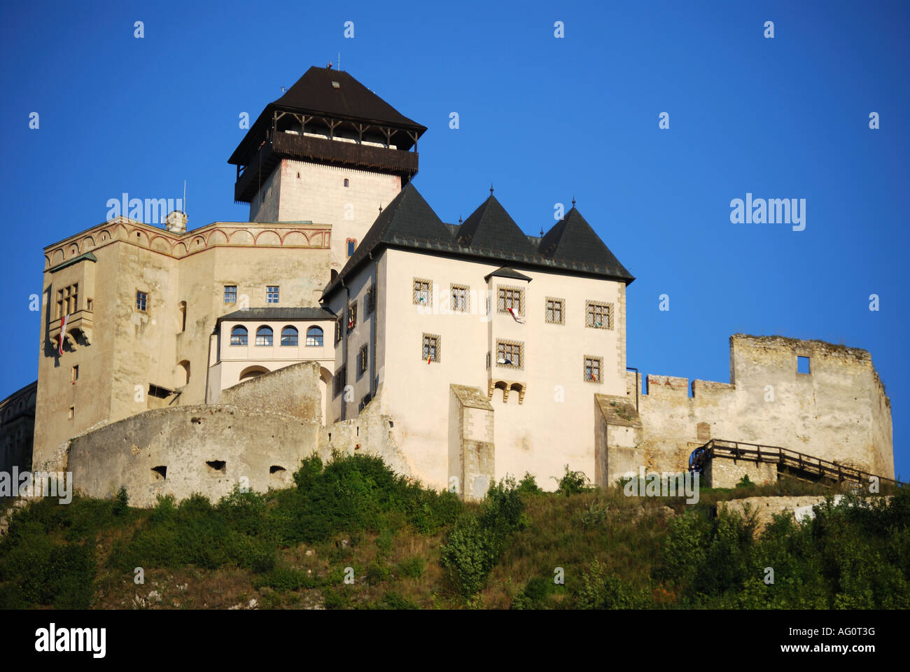 Vista del Castello di Trencin. Città Vecchia, Trencin, Regione di Trencin, Slovacchia Foto Stock