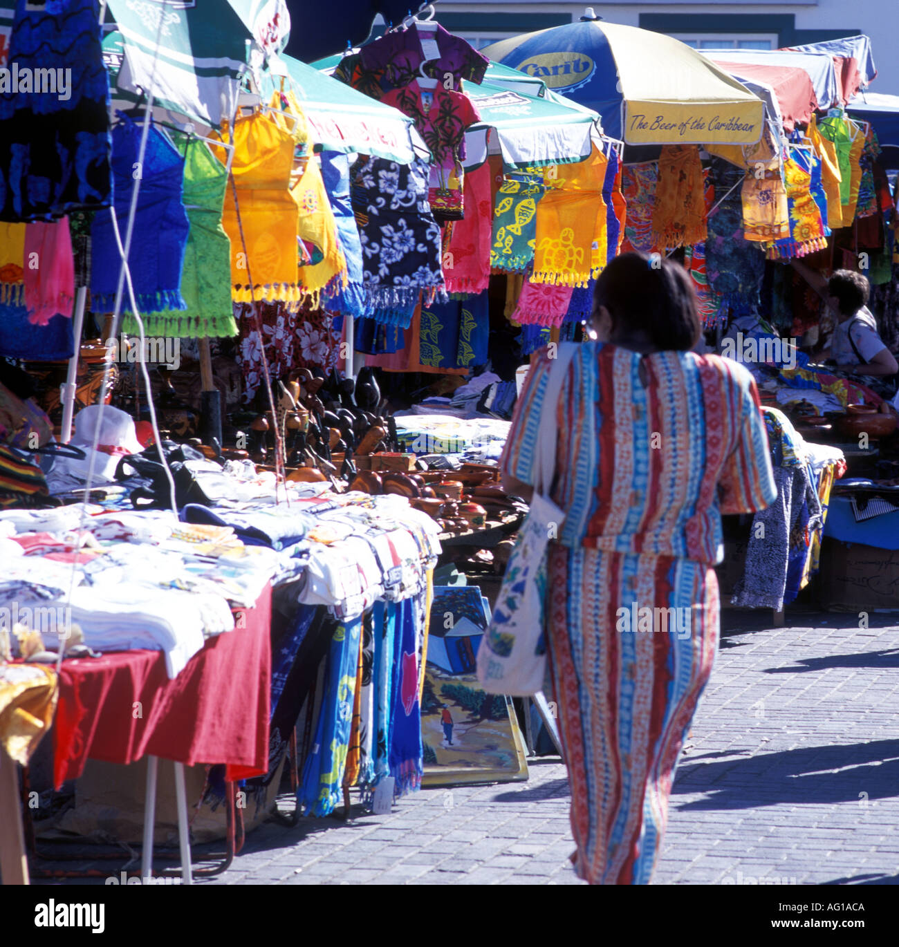 Le bancarelle del mercato in St Martin Foto Stock