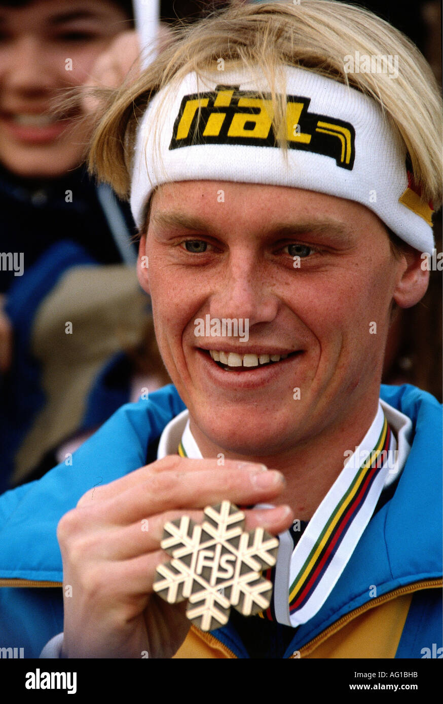 Wasmeier, Markus, * 9.9.1963, atleta tedesco, Sci alpino, Ritratto, campionato del mondo di sci, Crans-Montana, Svizzera, 1987, , Foto Stock