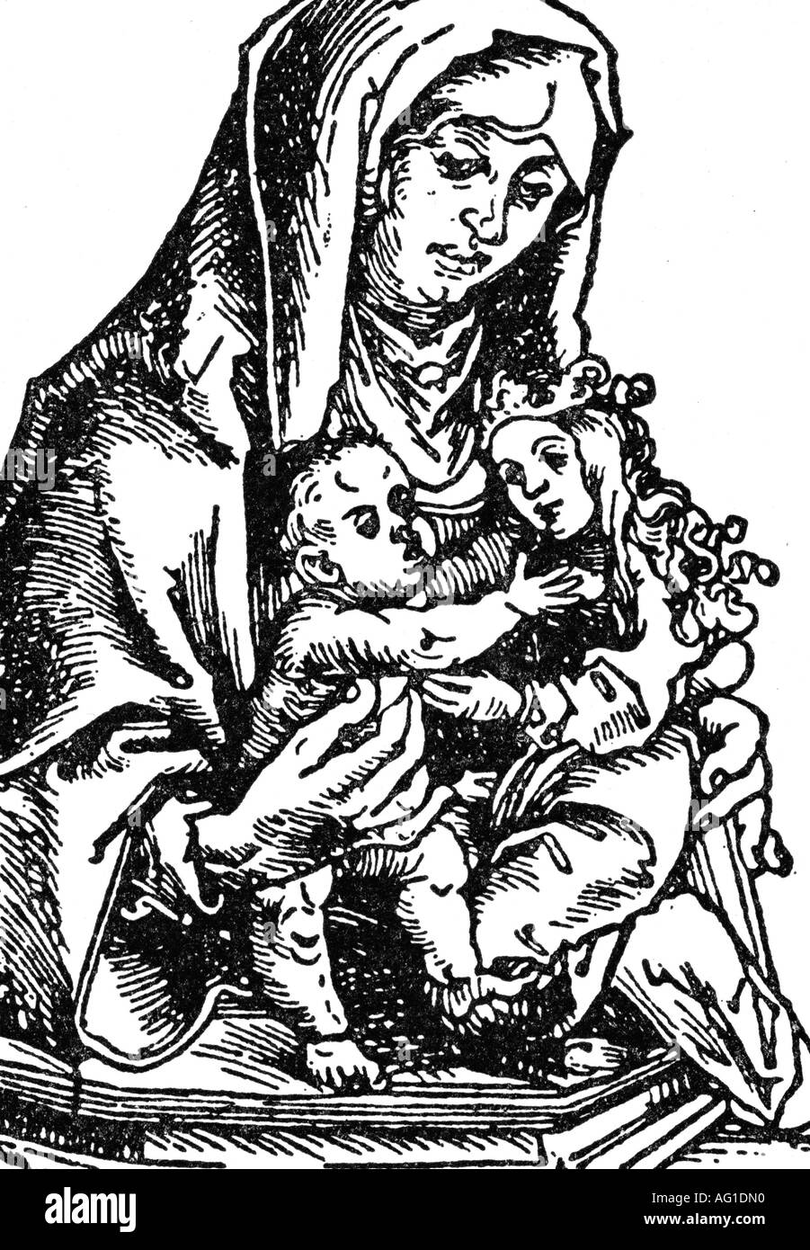 Anne, Saint, 'Maronna and Child with Saint Anne', woodcut, Wittenberger Heiligtumsbuch, 1509, , Foto Stock