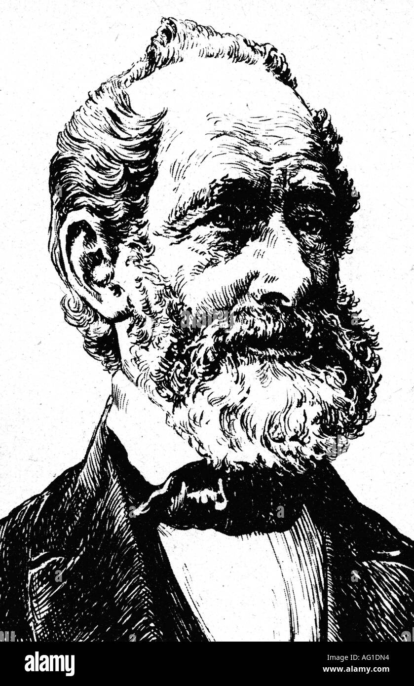 Zeiss, Carl, 11.9.1816 - 3.12. 1888, industriale tedesco e mechanist, ritratto, anonimo disegno dopo una foto (circa 1870), Foto Stock