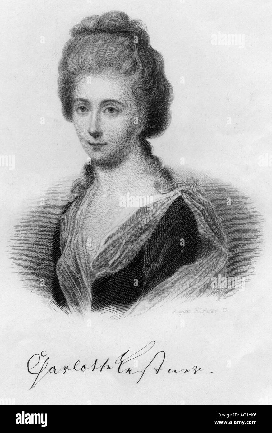 Kestner, Charlotte, 11.1.1743 - 16.1.1828, amante di Johann Wolfgang von Goethe, ritratto, incisione su rame di Auguste Hüssener (1789 - 1877), artista del diritto d'autore non deve essere cancellata Foto Stock
