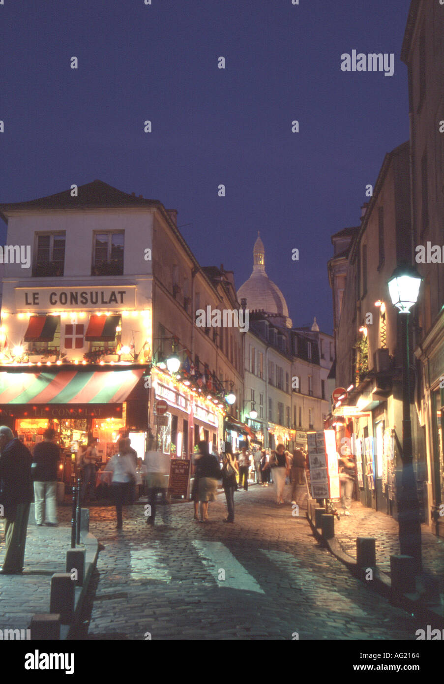 Francia Paris Montmartre di notte Foto Stock