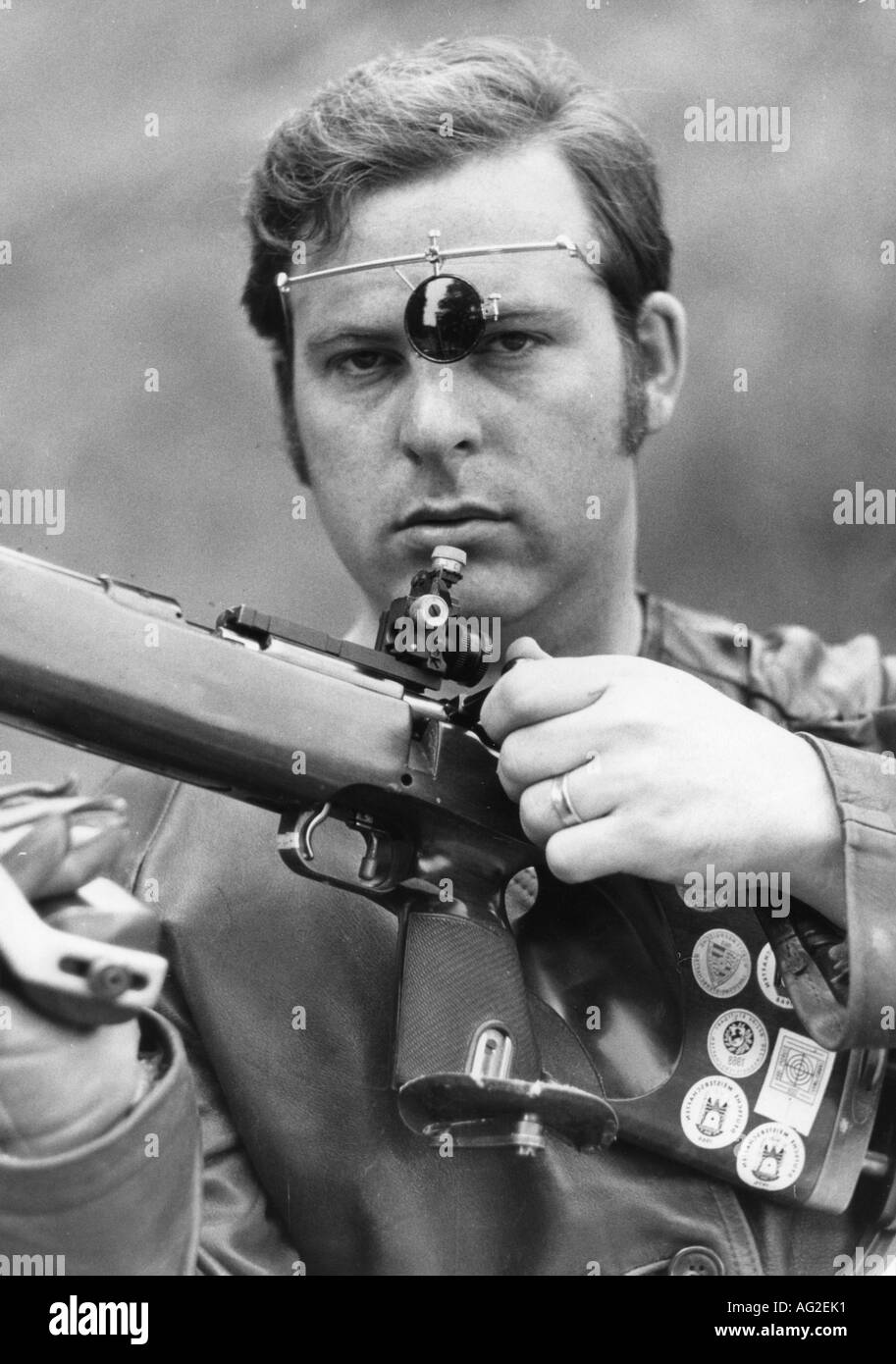 Zähringer, Klaus, * 17.10.1939, atleta tedesco (sparatutto), campionato europeo a Suhl, Turingia, Germania, 1971, Foto Stock