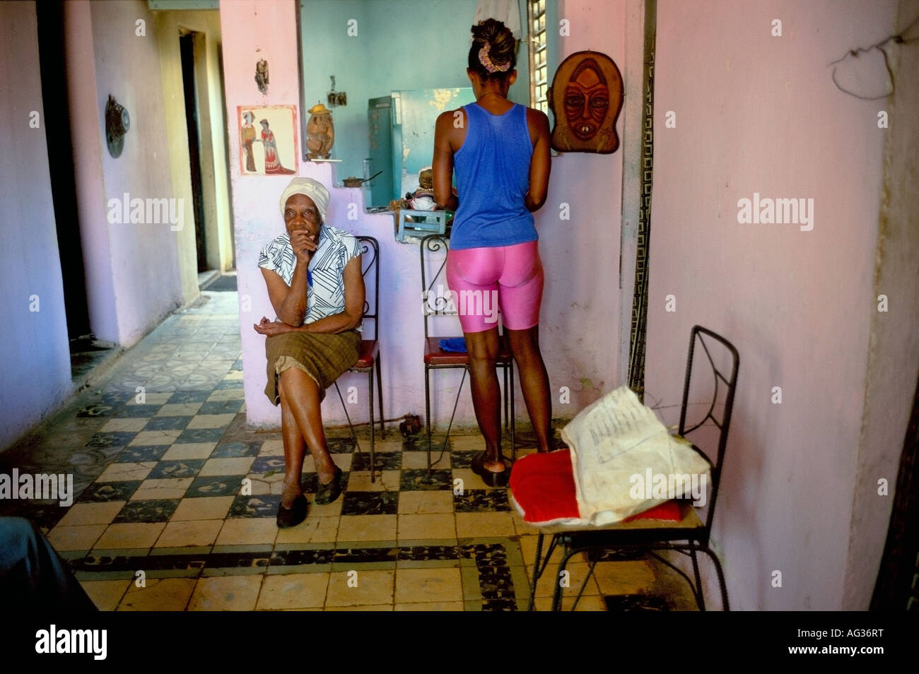 Interno di una casa in Jovellanos nella provincia di Matanzas Cuba Foto Stock