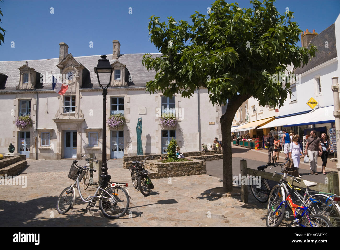 Hotel de Ville (municipio), Noirmoutier-en-l'Ile, Ile de Noirmoutier, della Vandea, Pays de la Loire, Francia Foto Stock