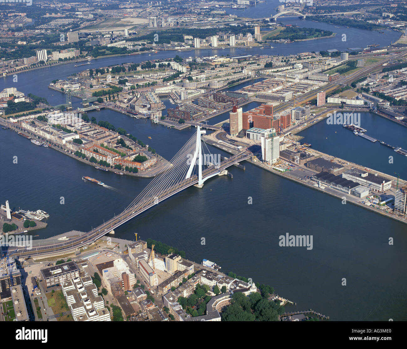 Vista aerea del Erasmusbridge a Rotterdam Foto Stock