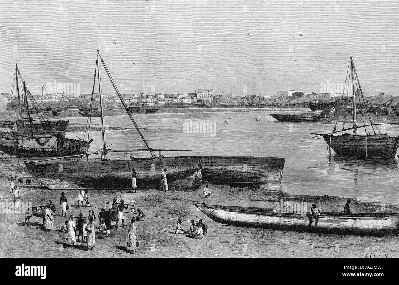 Geographie/Travel, Tanzania, Zanzibar, porto, incisione di A. Clos, 1885, Foto Stock