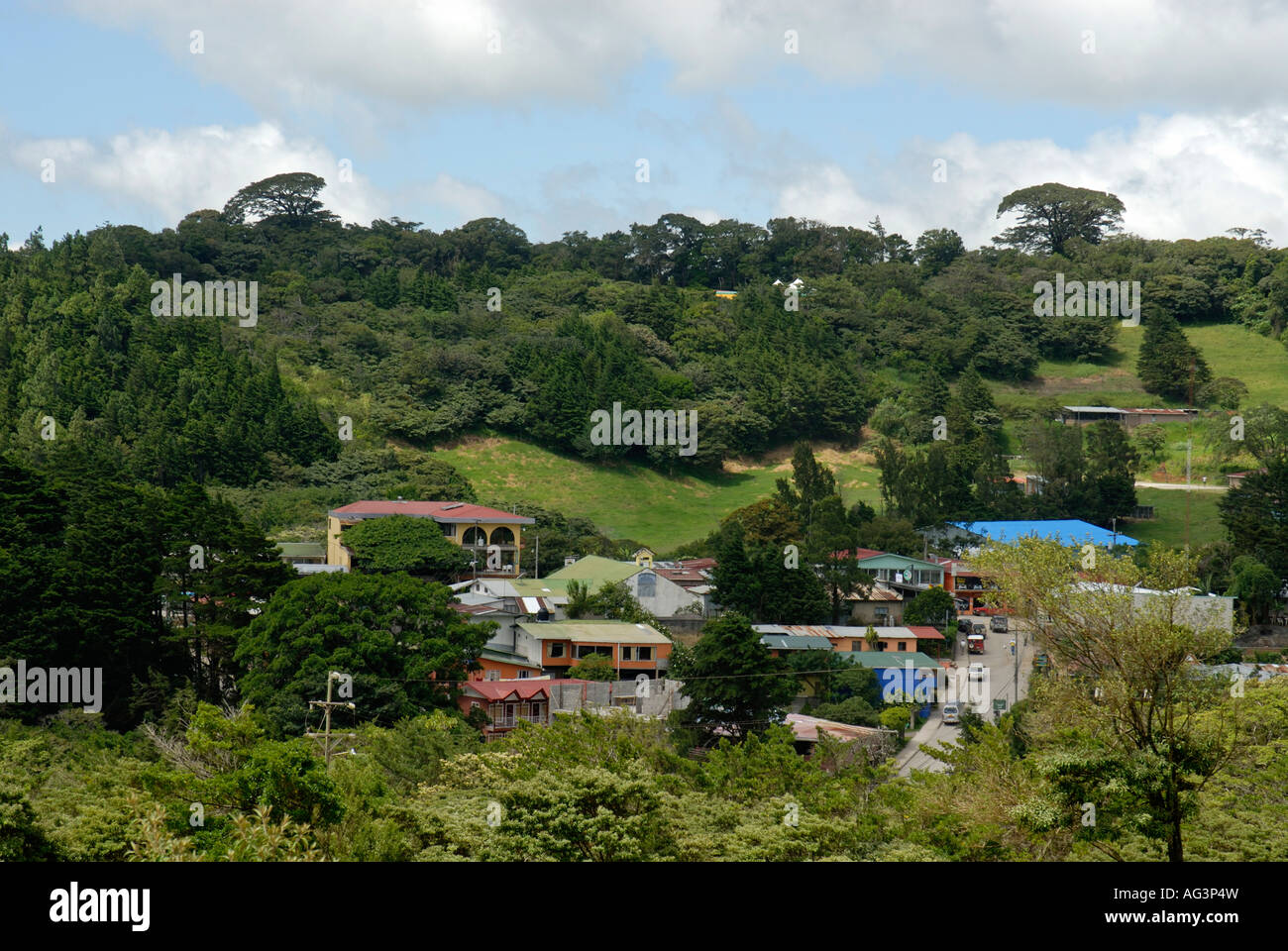 La città di Santa Elena, Monteverde in Costa Rica Foto Stock