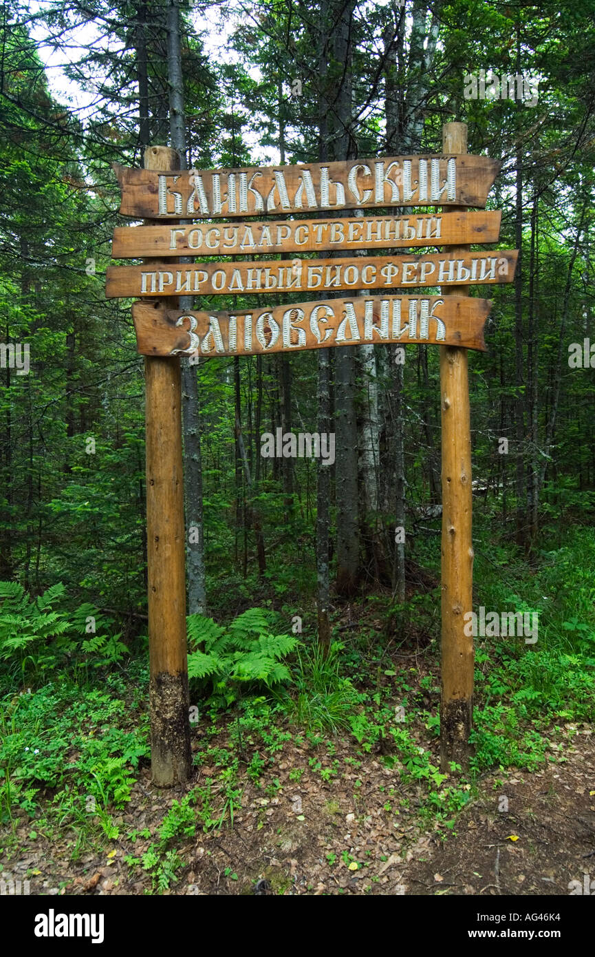 Ingresso a Baikal Riserva Naturale vicino al Lago Baikal in Siberia Russia Foto Stock