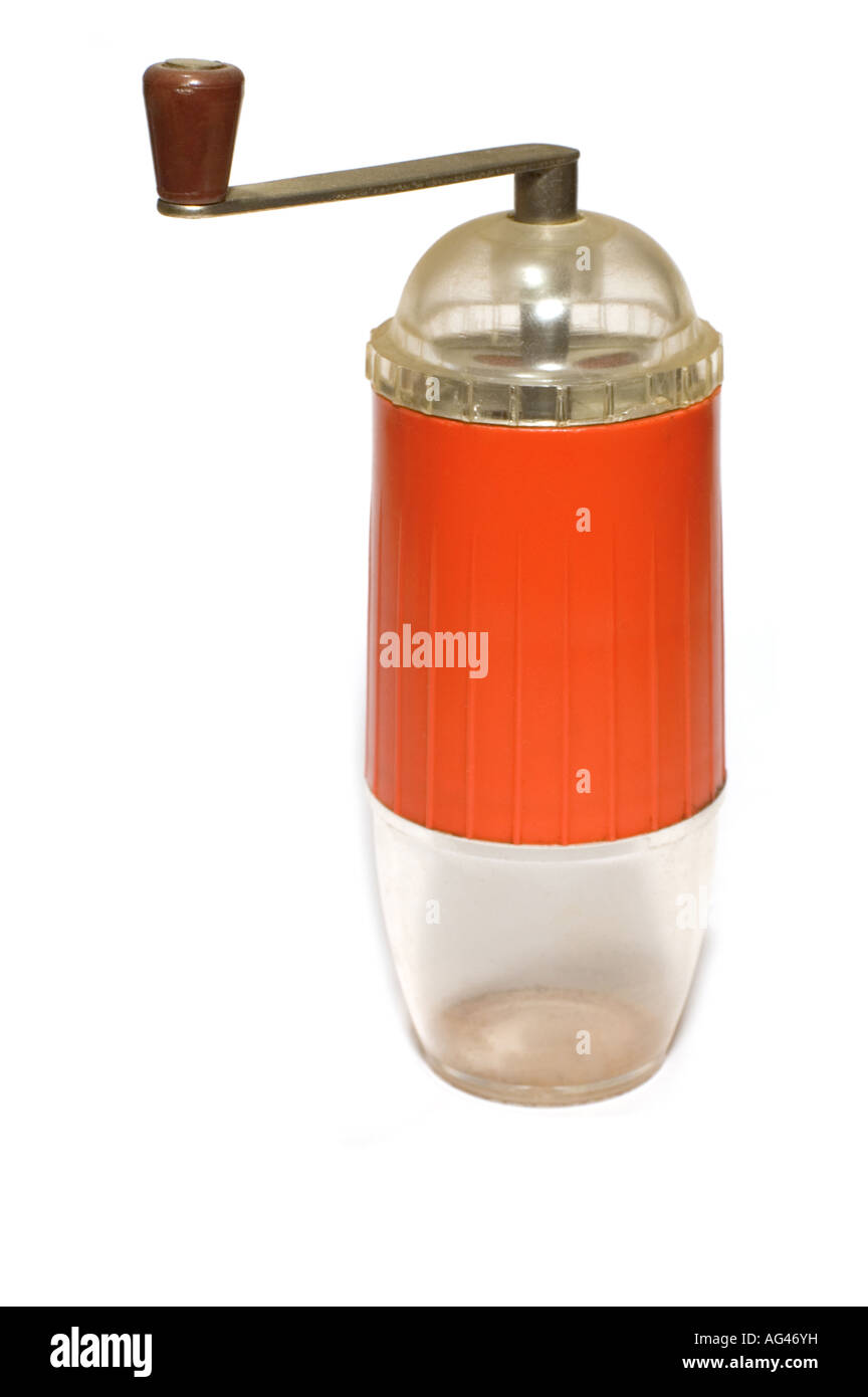 Oggetto di serie in plastica bianco Coffee Mill Foto Stock