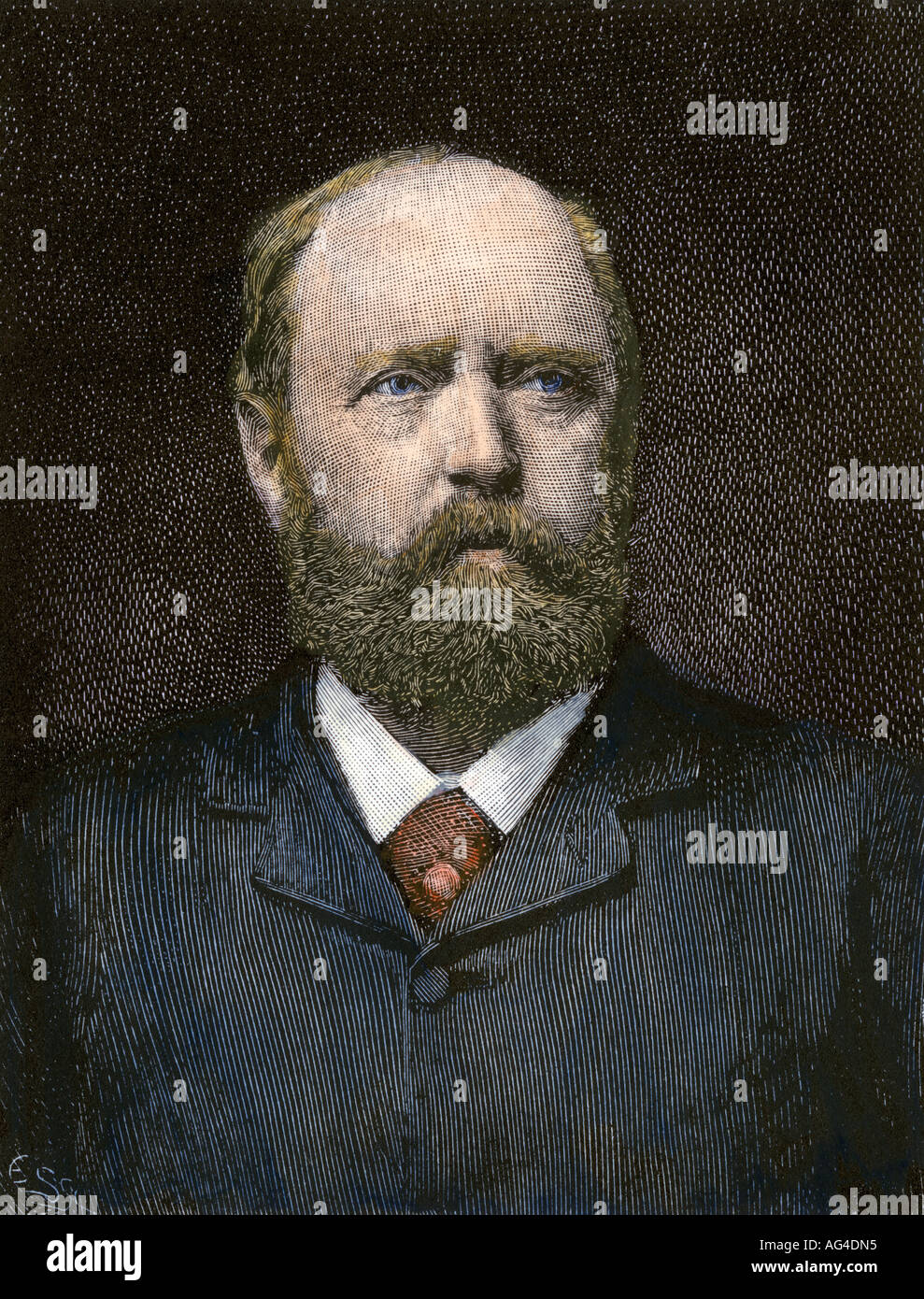 Professore di Yale Othniel Charles Marsh. Colorate a mano la xilografia Foto Stock
