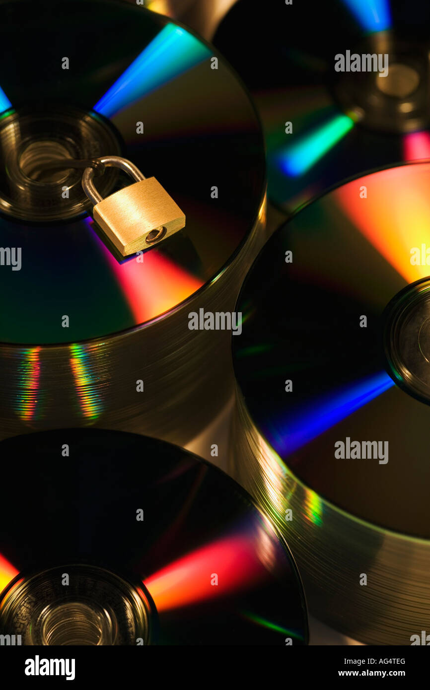 Pila di compact disc Foto Stock