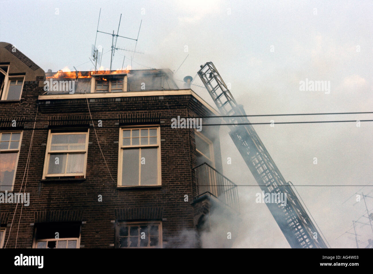 Casa di fuoco in Amsterdam Foto Stock