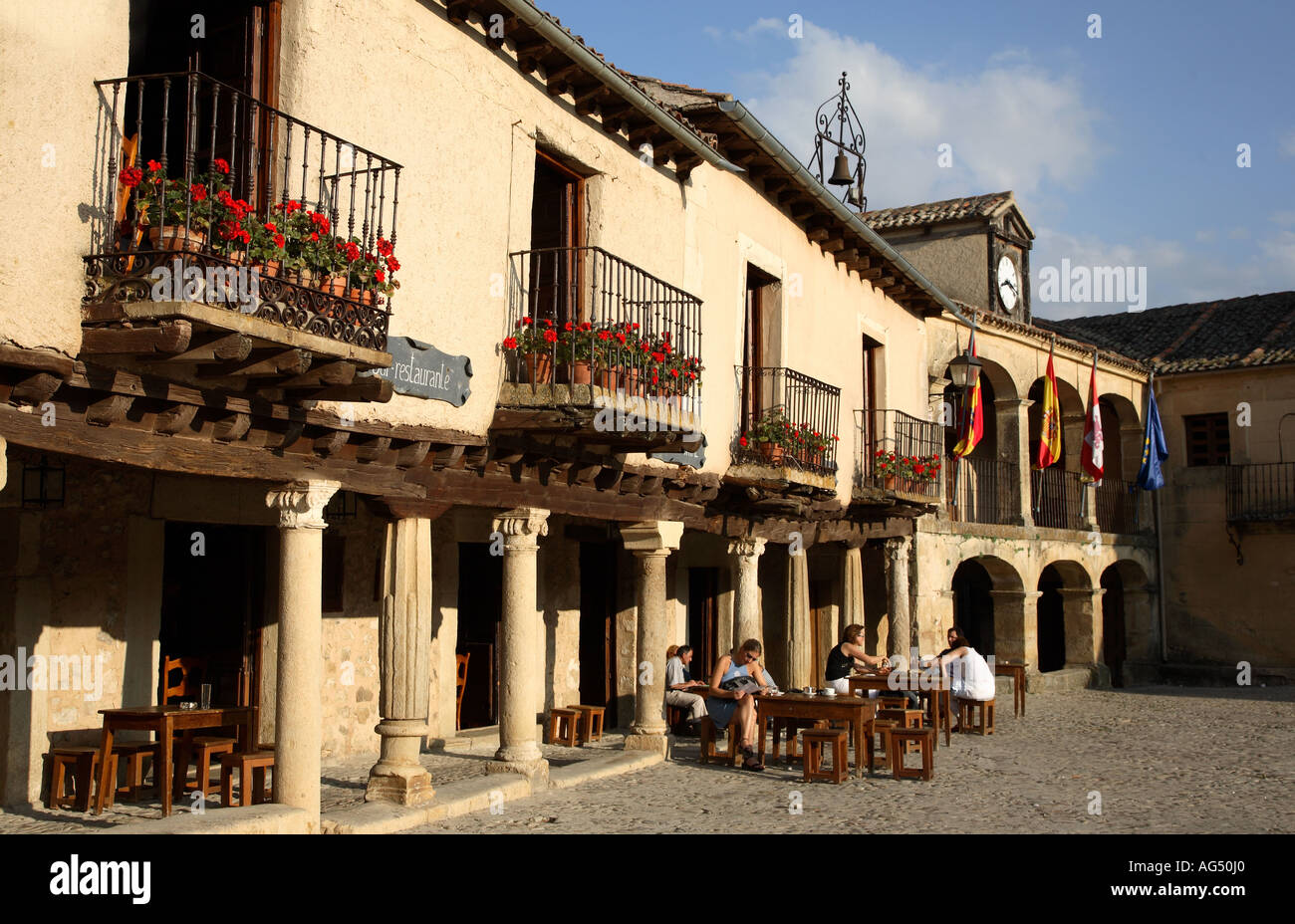 Plaza Mayor, Pedraza, Segovia Castiglia e Leon, Spagna Foto Stock
