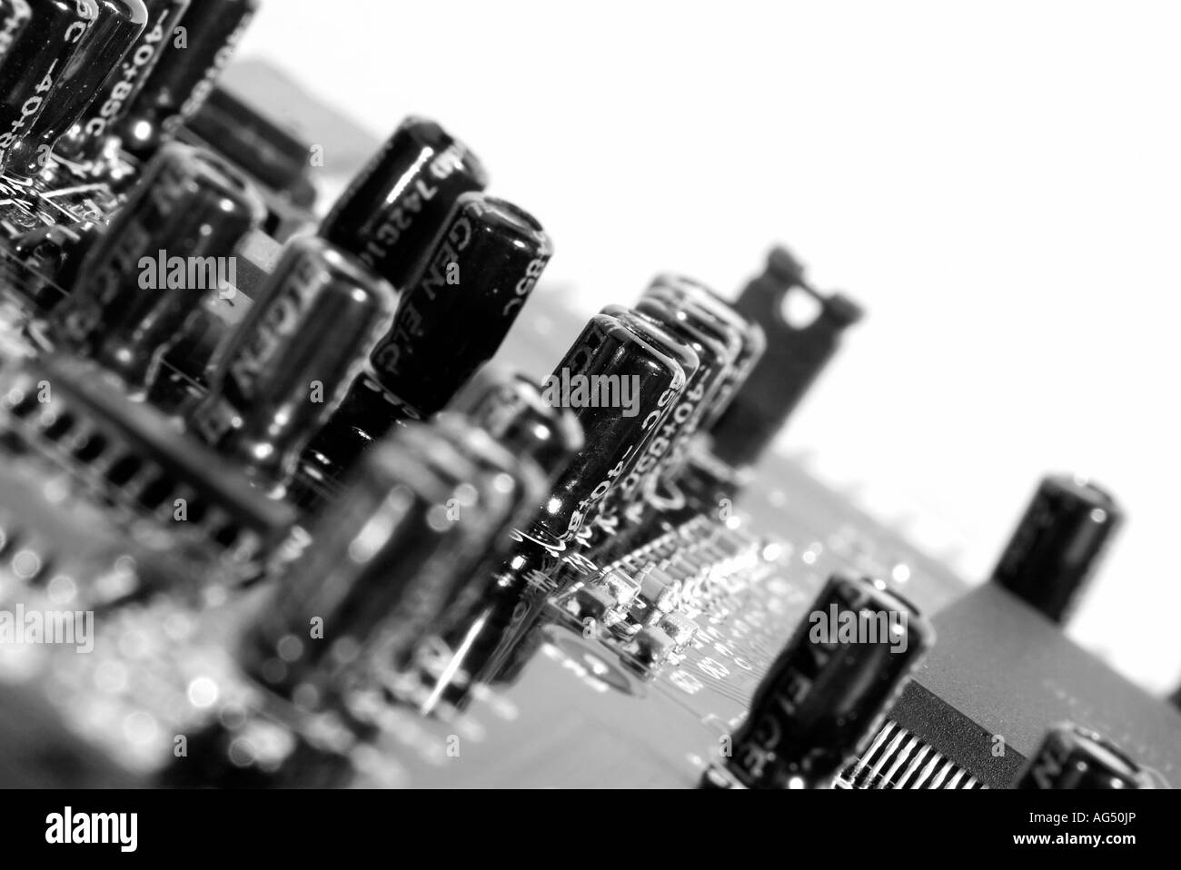 Computer scheda madre Scheda Audio in bianco e nero Foto Stock