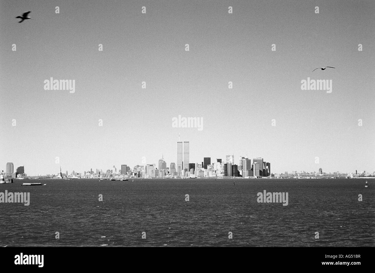 Vista di manhattan island dal traghetto di Brooklyn New York Stati Uniti d'America Foto Stock